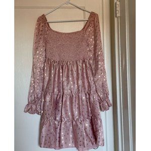 PINK and GOLD SHORT LONG SLEEVE DRESS NEW!
